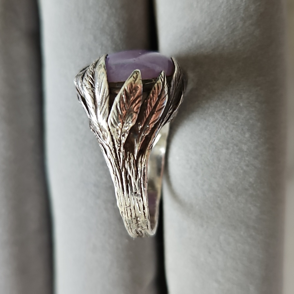 💟HP💟Lavender Jadeite Jade Silver Ring - Picture 2 of 8